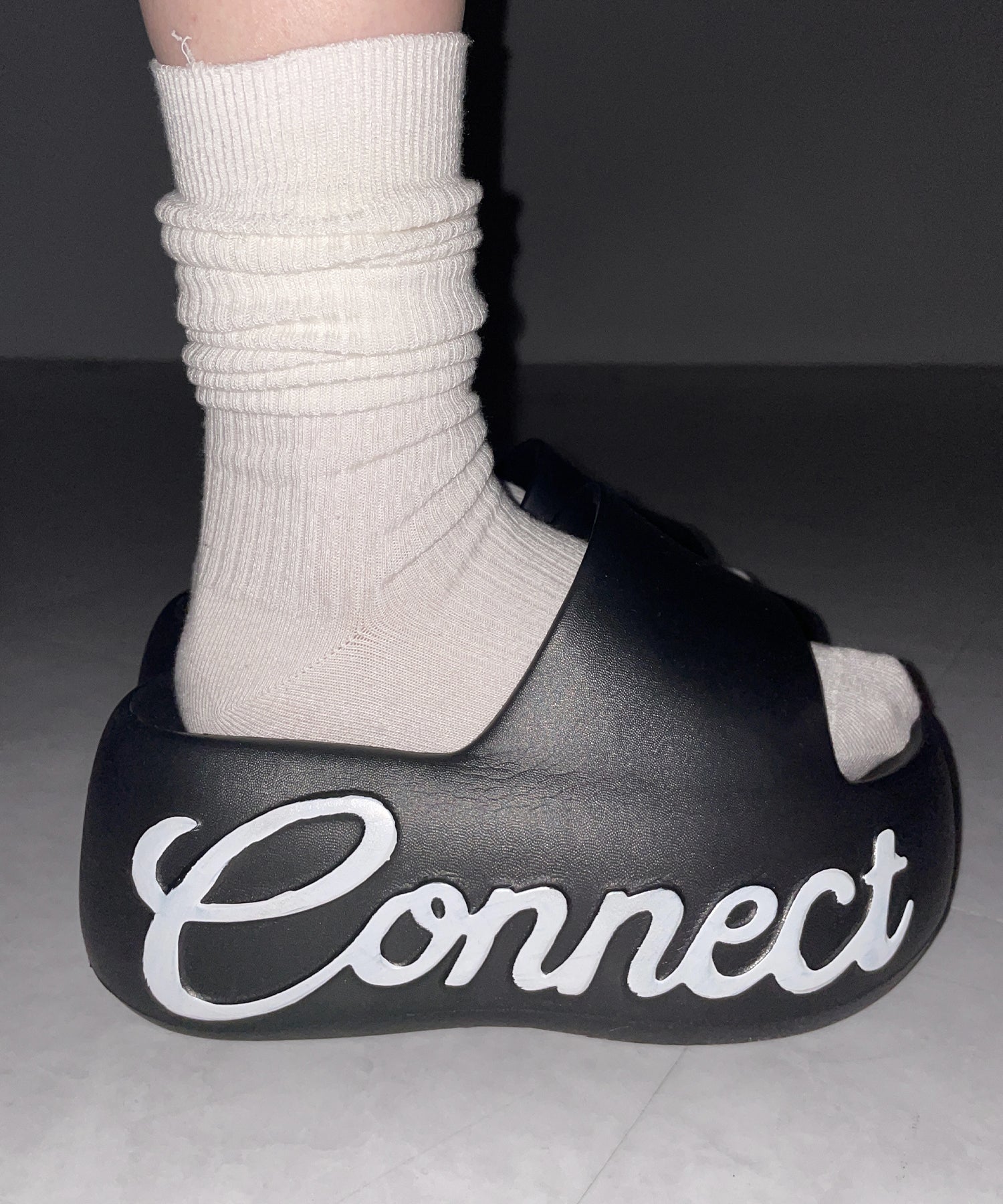 レタリングロゴ厚底スライドサンダル / lettering logo platform slide sandals