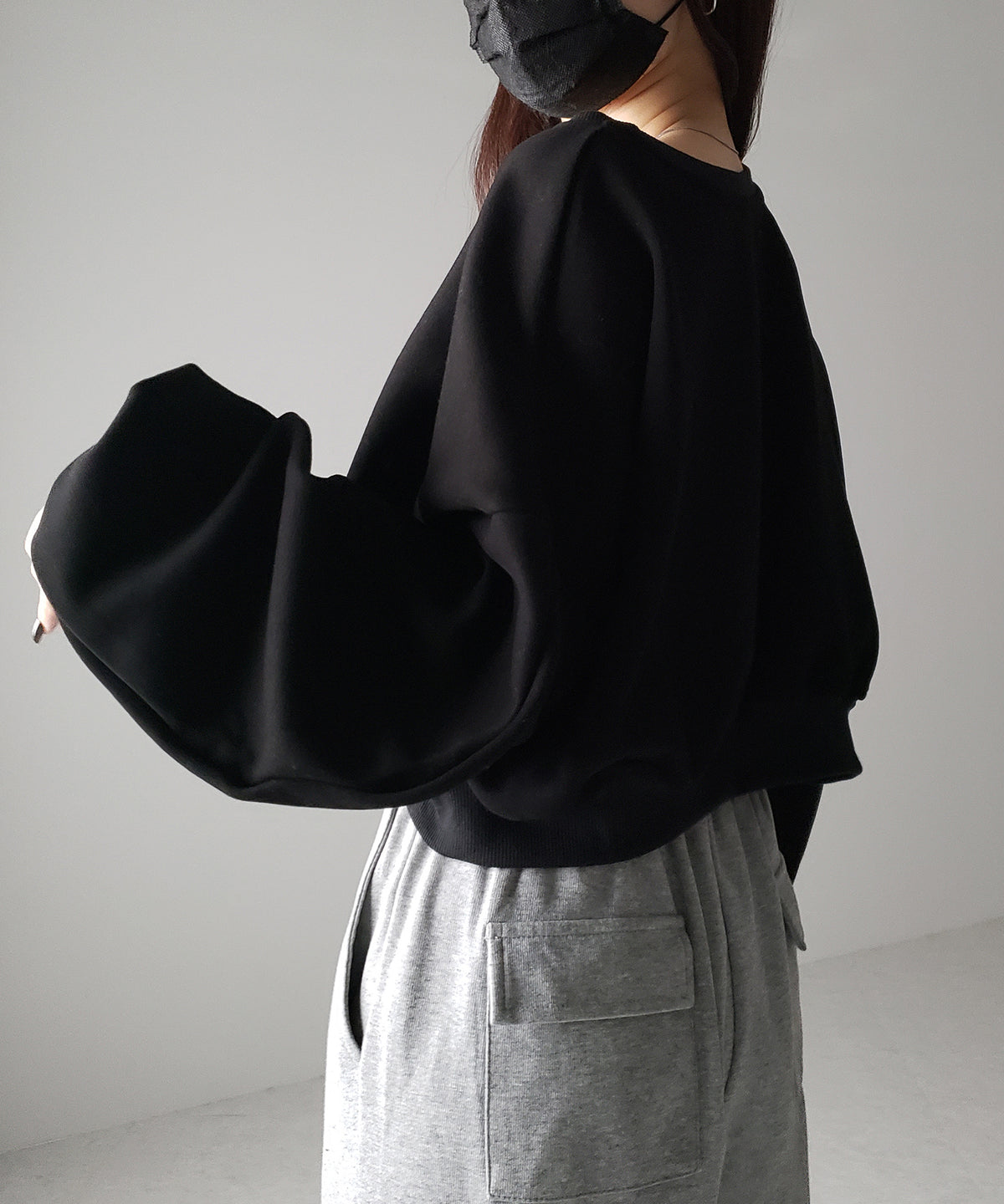 【 3color 】ボリュームスリーブショート丈スウェット