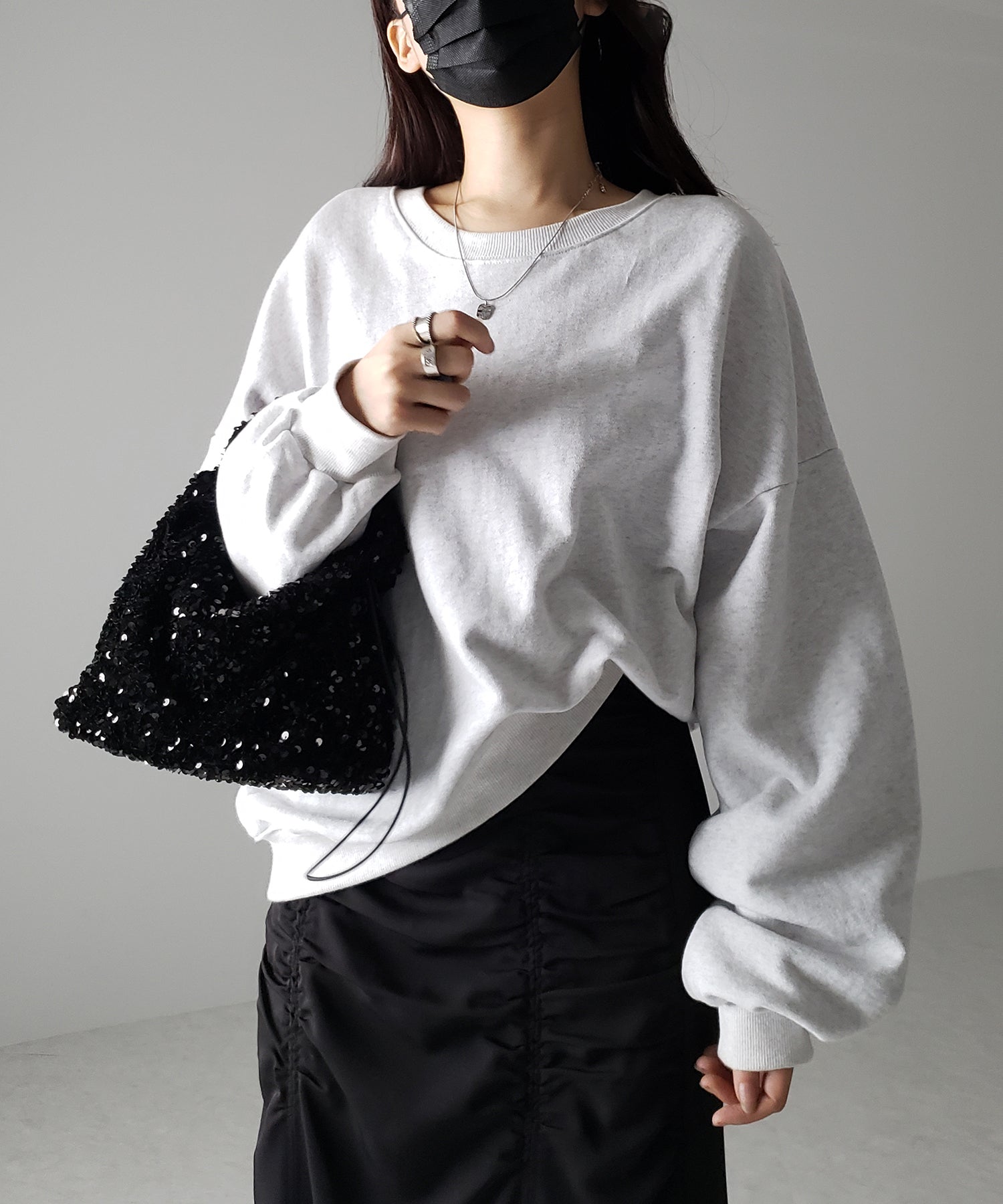【 2color 】スパンコールシャーリングスクエアハンドバッグ