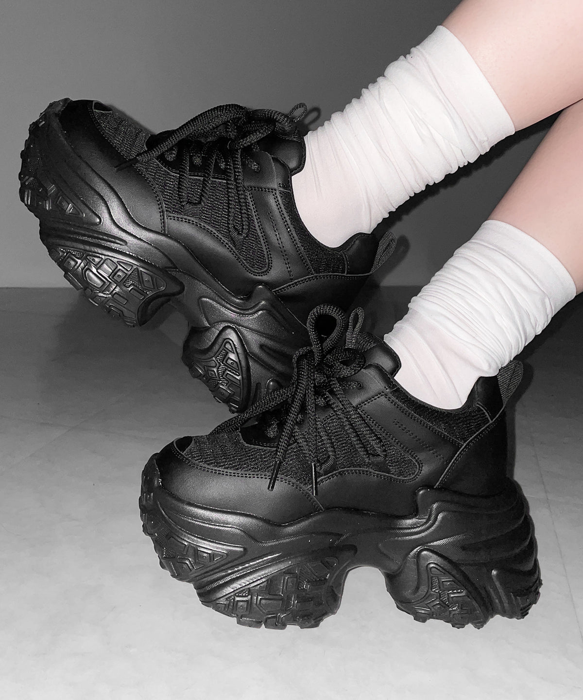 【 +10.5cm盛れ 】レースアップ厚底スニーカー / +10.5cm lace-up platform sneakers