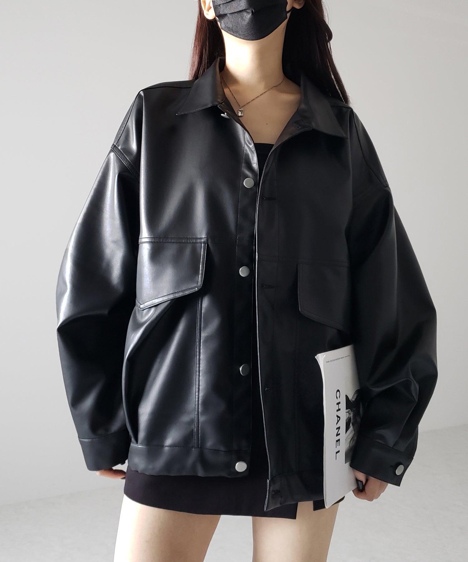 【 裾絞り可能2WAY 】ビッグシルエットボーイフレンドレザージャケット