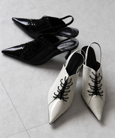 ポインテッドトゥレースアップスニーカーミュール / pointed toe lace up sneaker mules