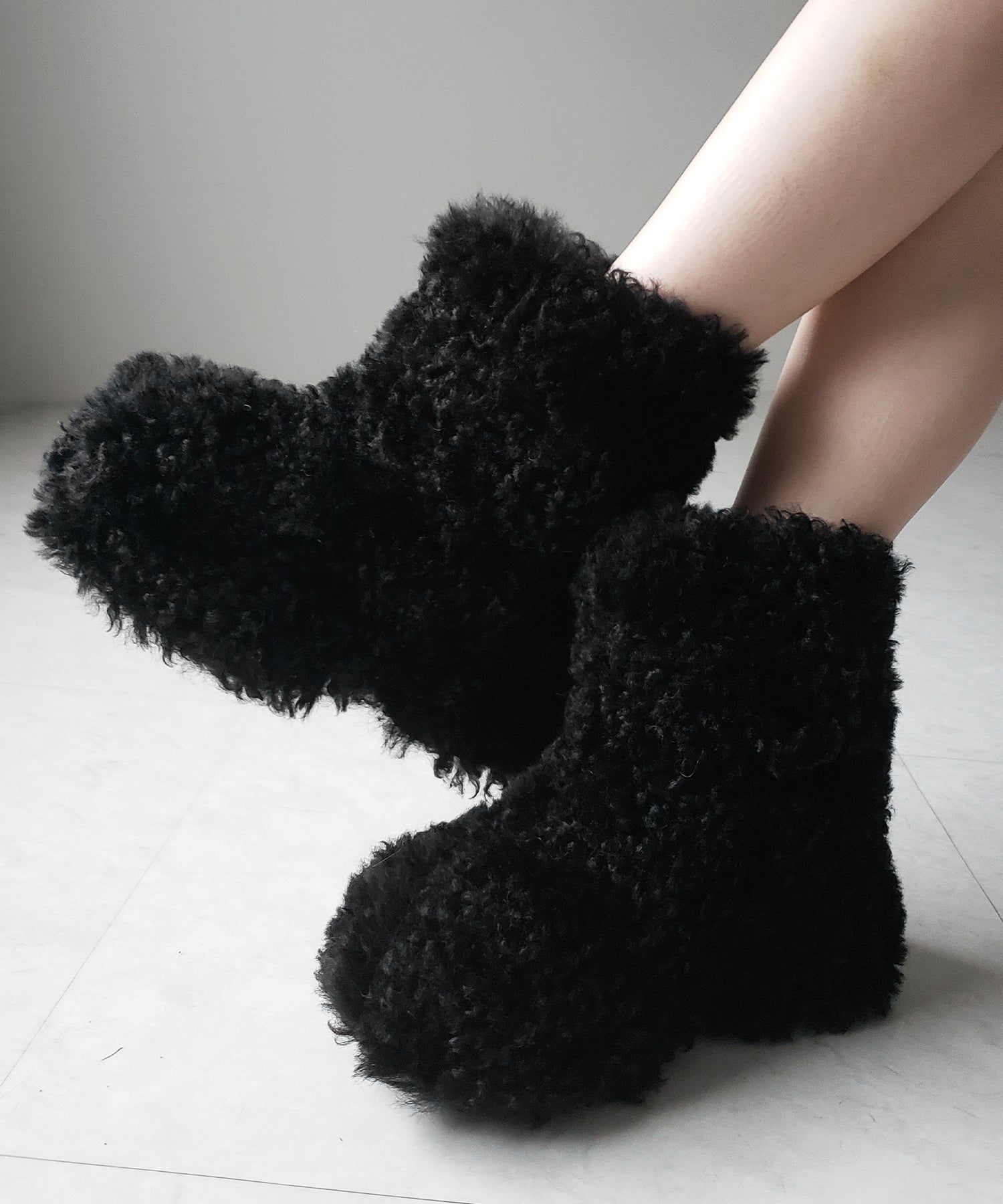 厚底テディボアショートブーツ / platform teddy boa short boots