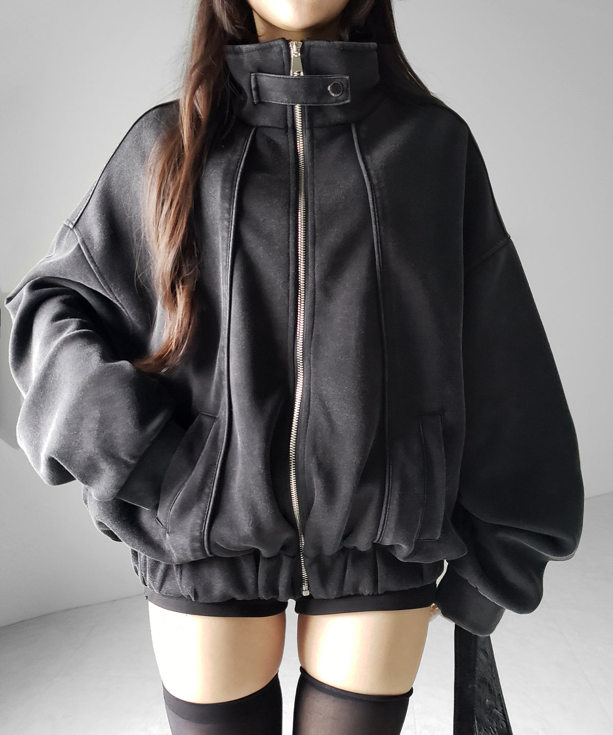 ピグメントヴィンテージジップアップオーバースウェットブルゾン / pigment vintage zipup over sweat blouson
