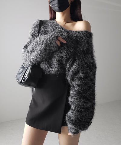 フラッフィーメランジルーズシャギーニット【韓国製】