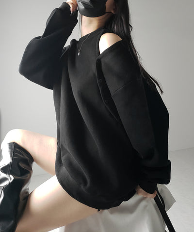 オープンショルダーカットアウトオーバースウェット / open shoulder cutout over sweat