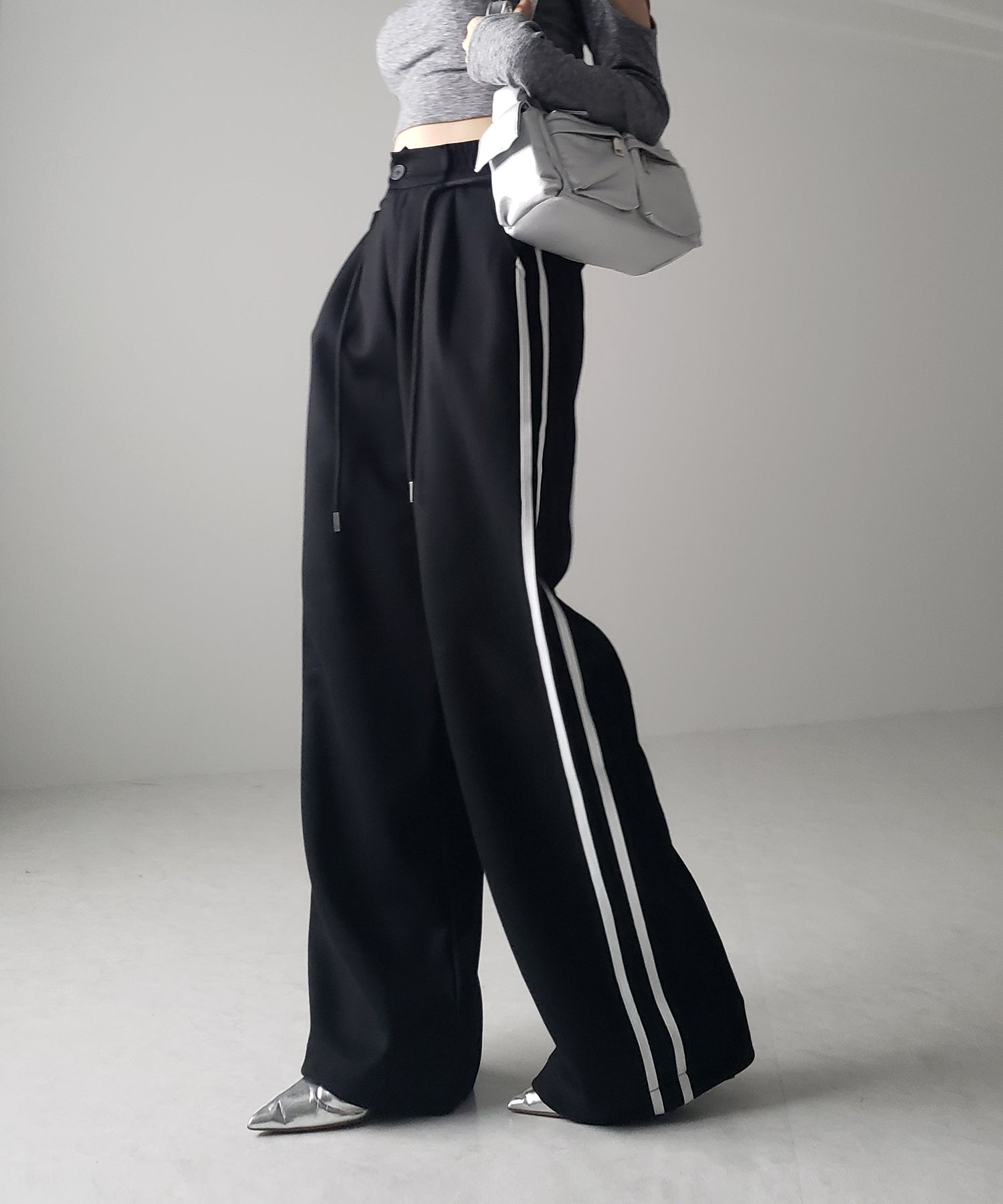 2WAYウエストコードサイドライントラックワイドパンツ