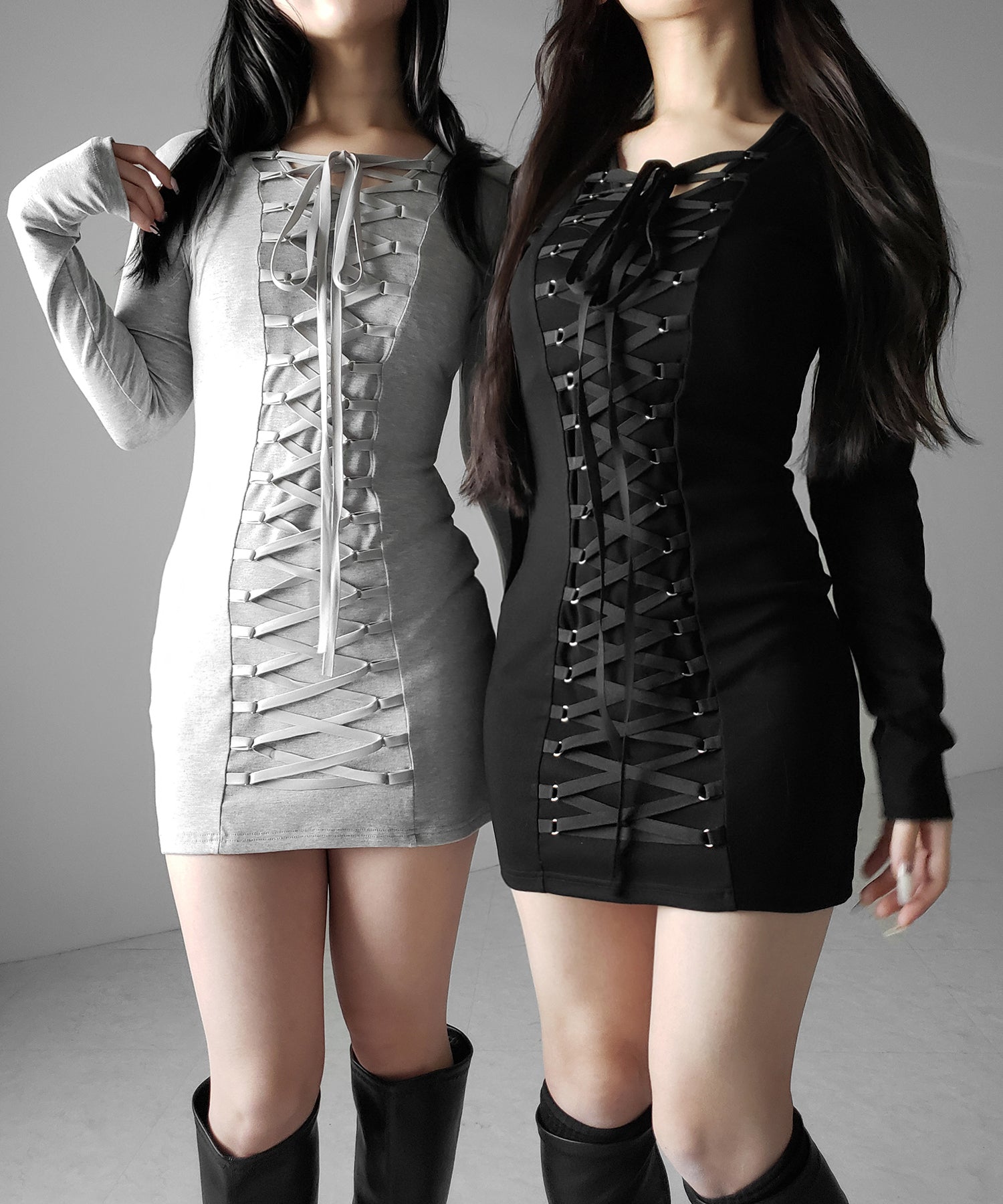 【 2WAY 】レースアップコルセットリボンチョーカーミニワンピース / lace up corset ribbon choker mini onepiece