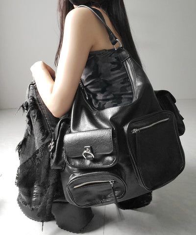 5アウトポケットマットヴィンテージワンハンドルショルダーバッグ / 5 out pocket matte vintage one handle shoulder bag