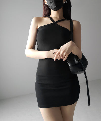 【 カップ付き 】クロスストラップミニキャミワンピース / cross strap mini cami onepiece