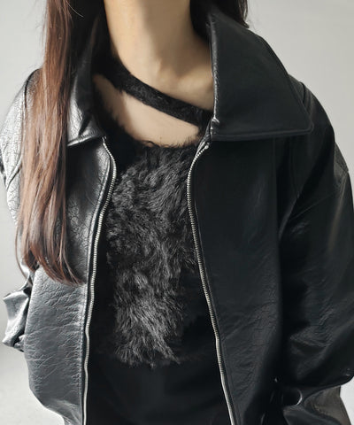 ナナメストラップカットアウトシャギーニット / naname strap cutout shaggy knit