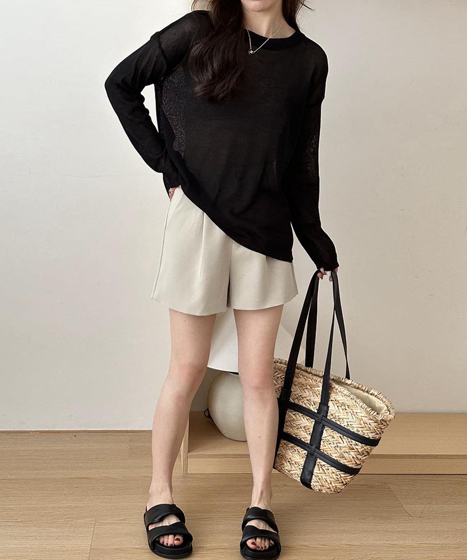 【 選べる7color 】ニュアンスカラーバックスリットオーバーシアーニット / nuance color back slit over sheer knit