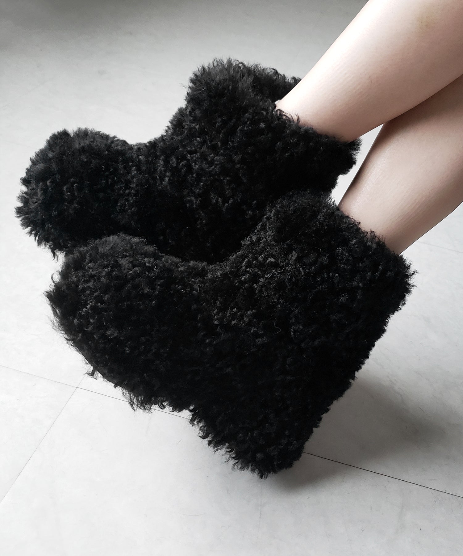 厚底テディボアショートブーツ / platform teddy boa short boots