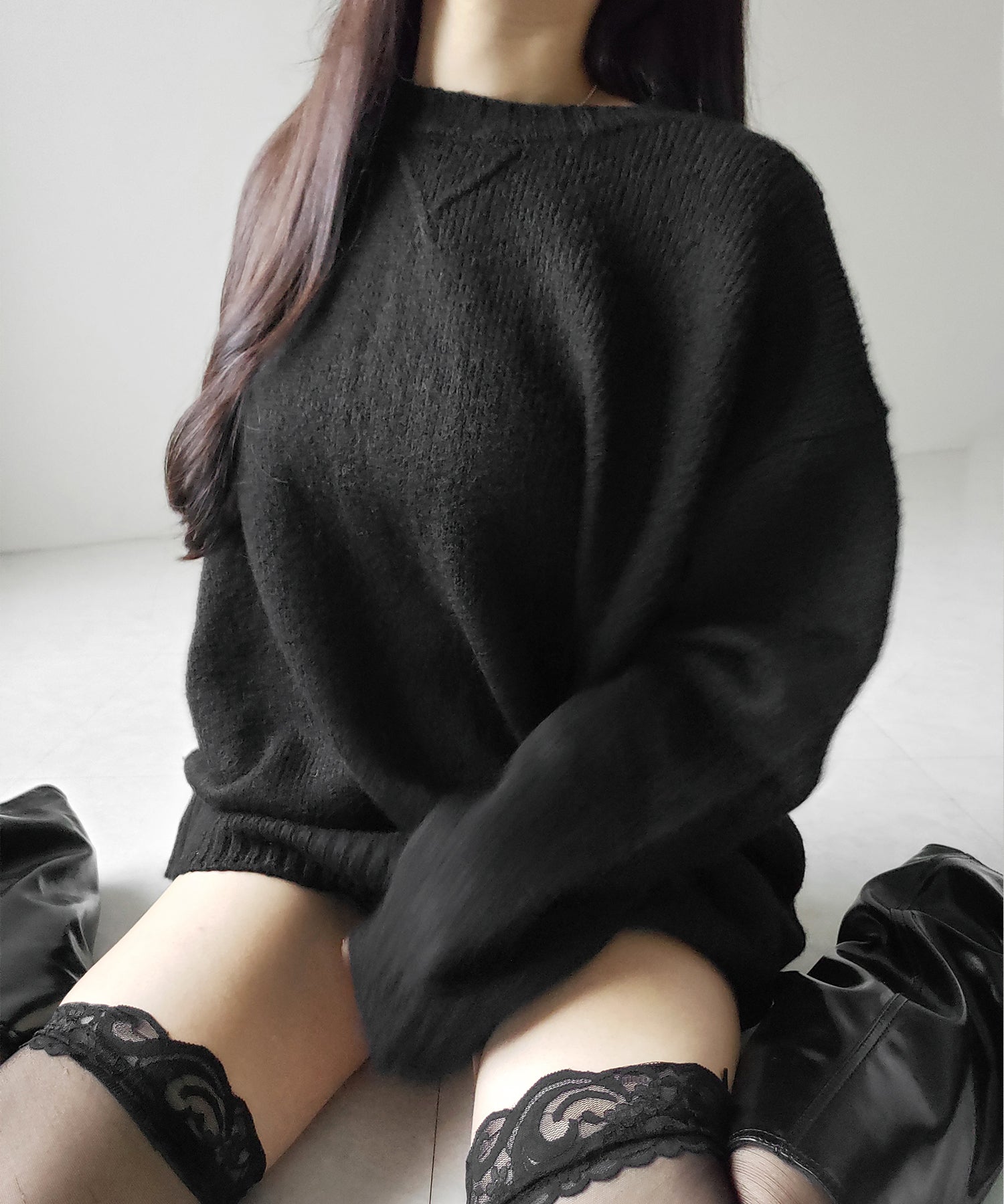 【 ニットセットアップ 】フラッフィーオーバーサイズニット + ニットショートパンツ SET / fluffy over size knit + knit short pants SET