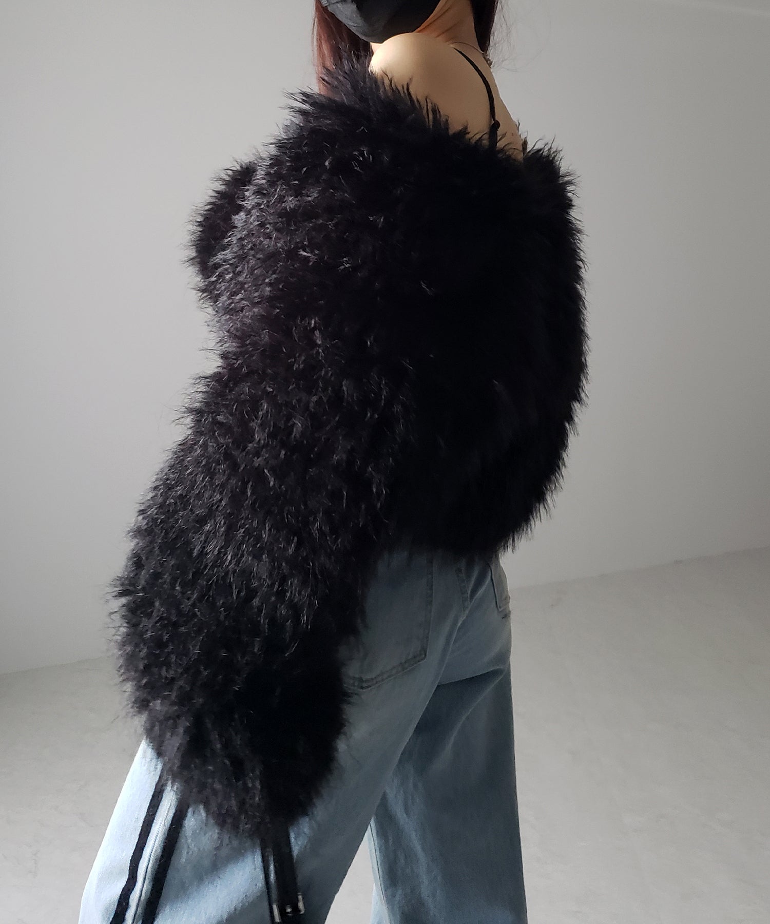 【 5color 】シャギーファーノーカラーボリュームショートコート/ shaggy fur nocollar volume short coat