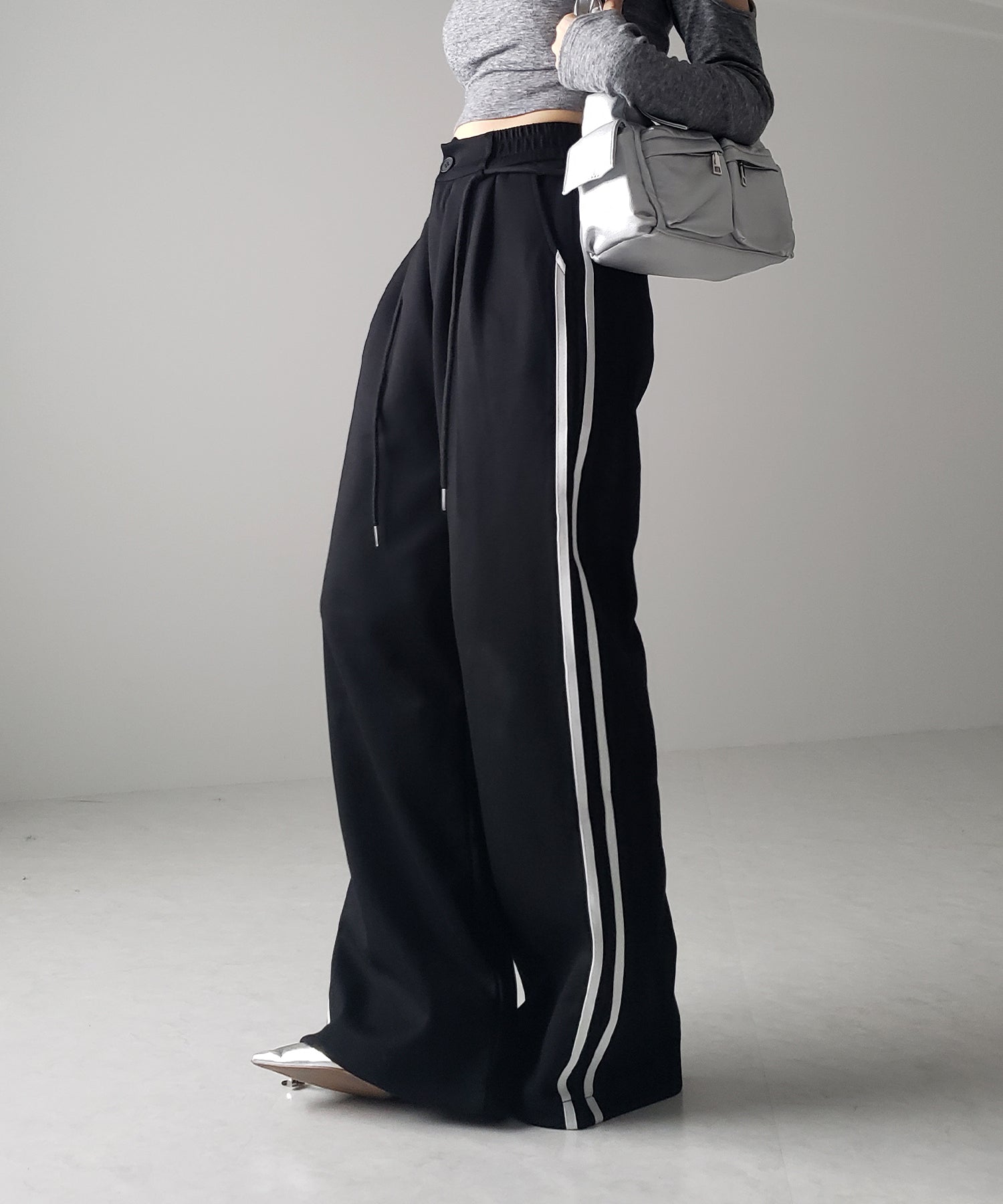 2WAYウエストコードサイドライントラックワイドパンツ