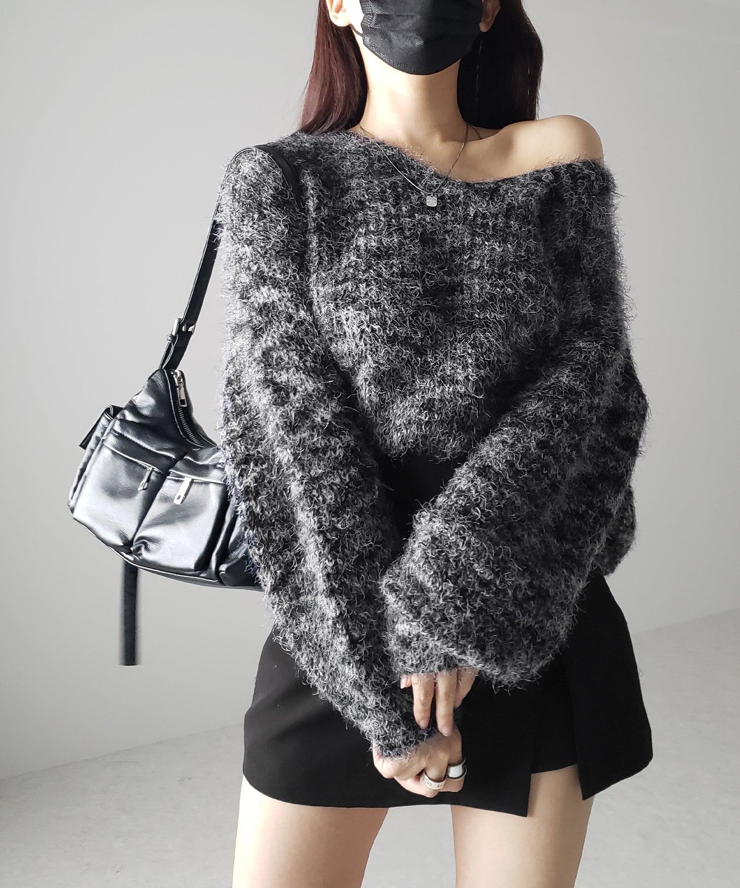 フラッフィーメランジルーズシャギーニット【韓国製】