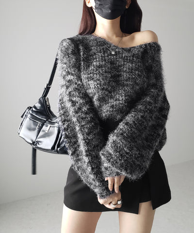 フラッフィーメランジルーズシャギーニット【韓国製】