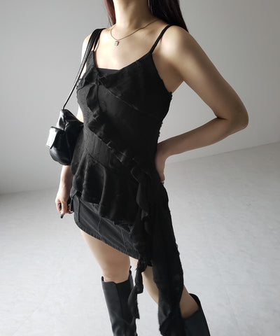 アシンメトリーダメージフリルキャミソール / asymmetry damage frill camisole