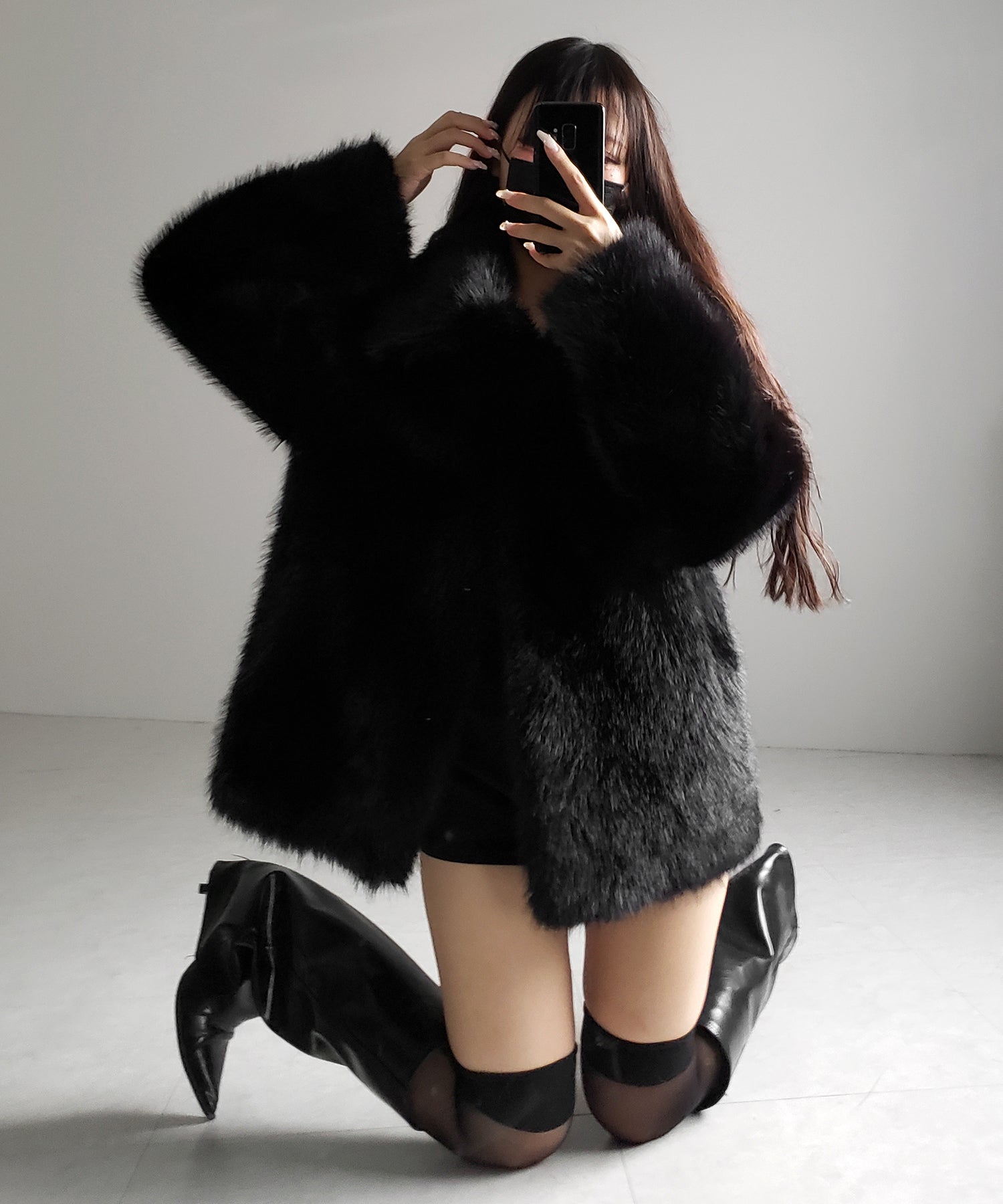【 5color 】フェイクファーボリュームミドルコート / fake fur volume middle coat