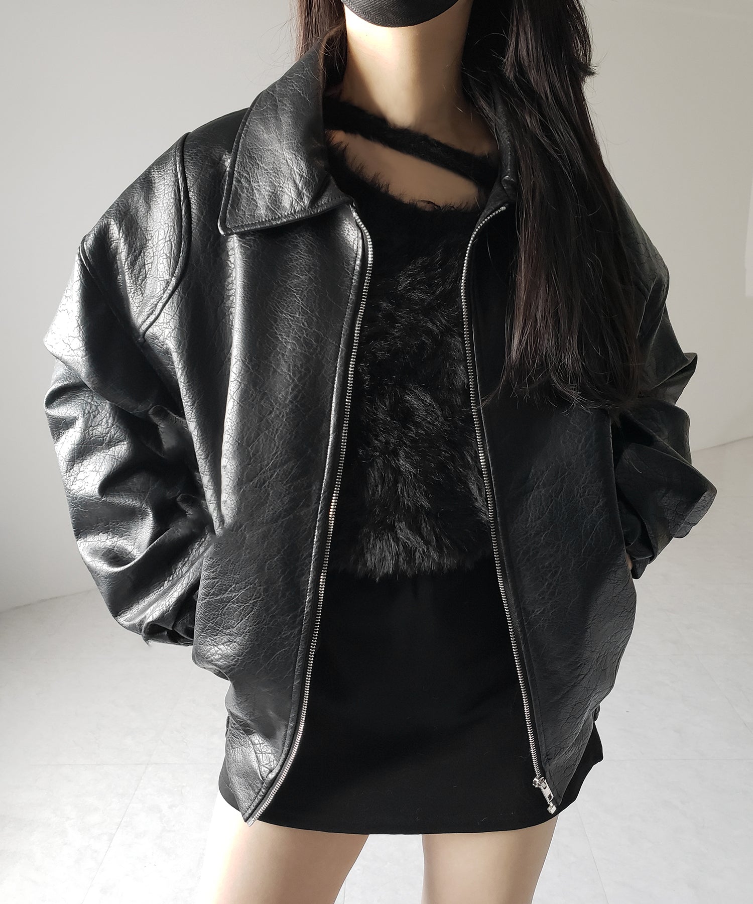 ナナメストラップカットアウトシャギーニット / naname strap cutout shaggy knit