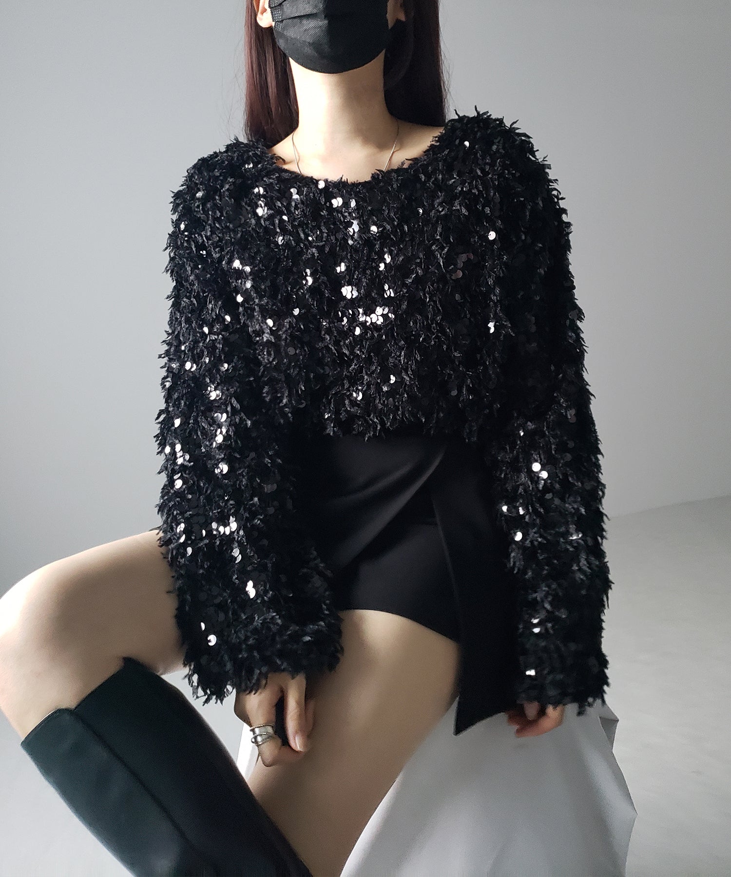 【 4color 】フェザースパングルオーバートップス/feather spangle over tops