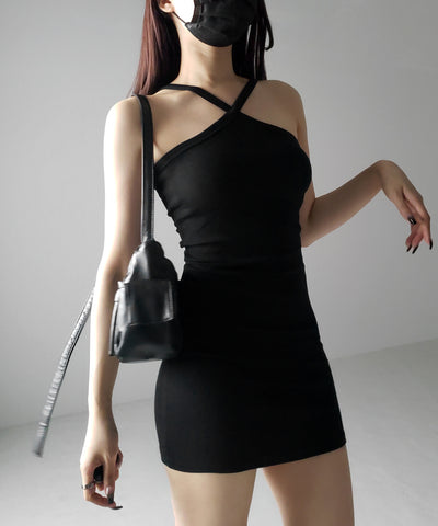 【 カップ付き 】クロスストラップミニキャミワンピース / cross strap mini cami onepiece