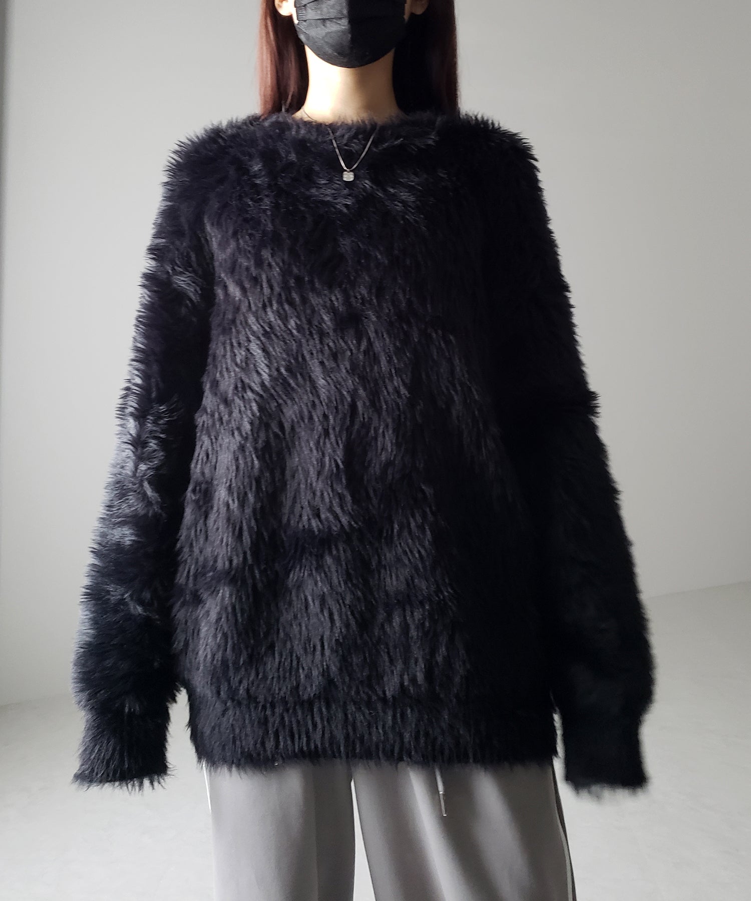 【 4color 】ビッグシルエットロングシャギールーズニット / big silhouette long shaggy loose knit