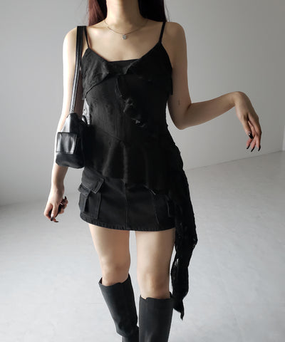 アシンメトリーダメージフリルキャミソール / asymmetry damage frill camisole