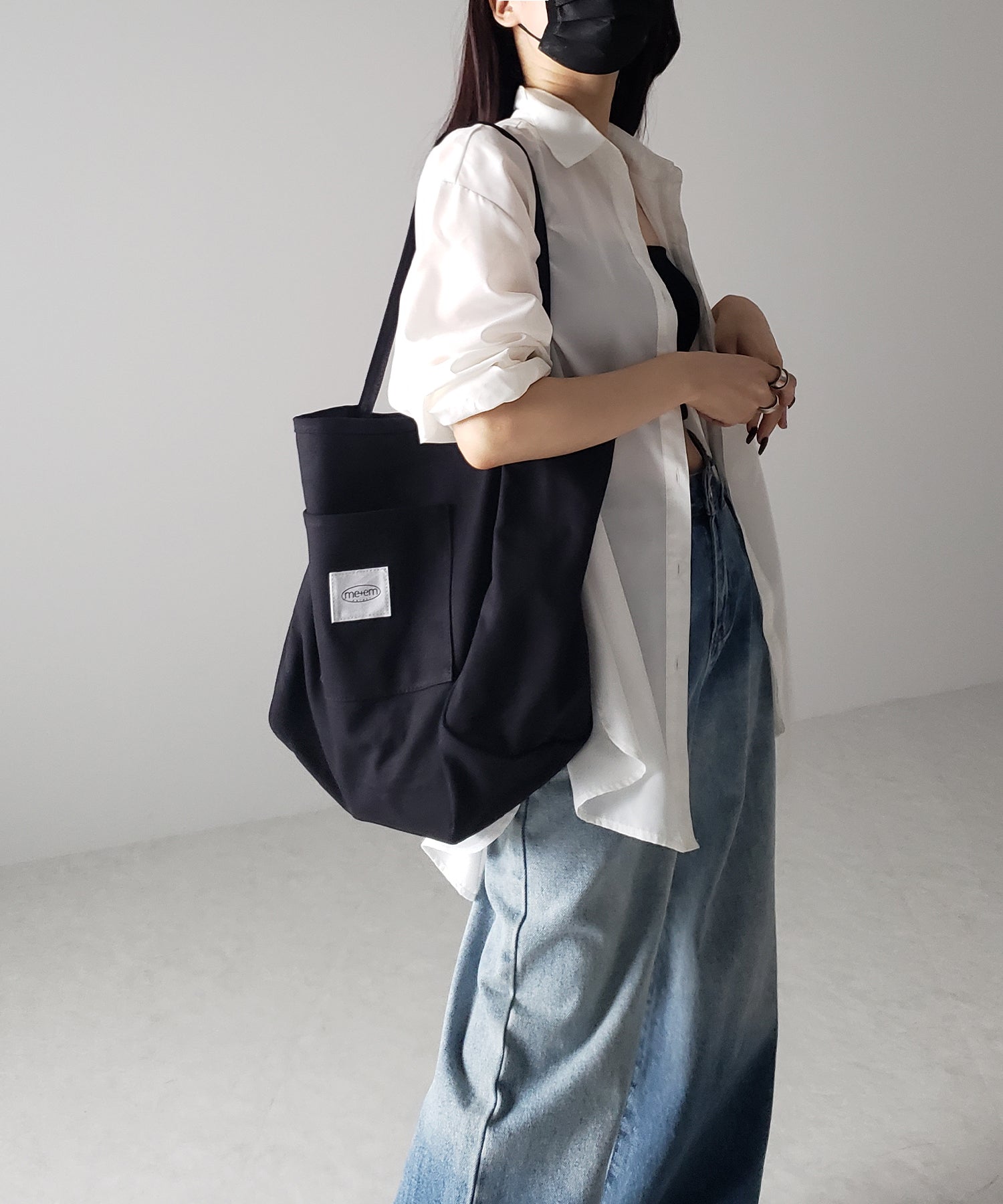 【 7color /大容量 】ミームセレクトオリジナルタグキャンバスカラートートバッグ / me+em select original tag canvas color totebag