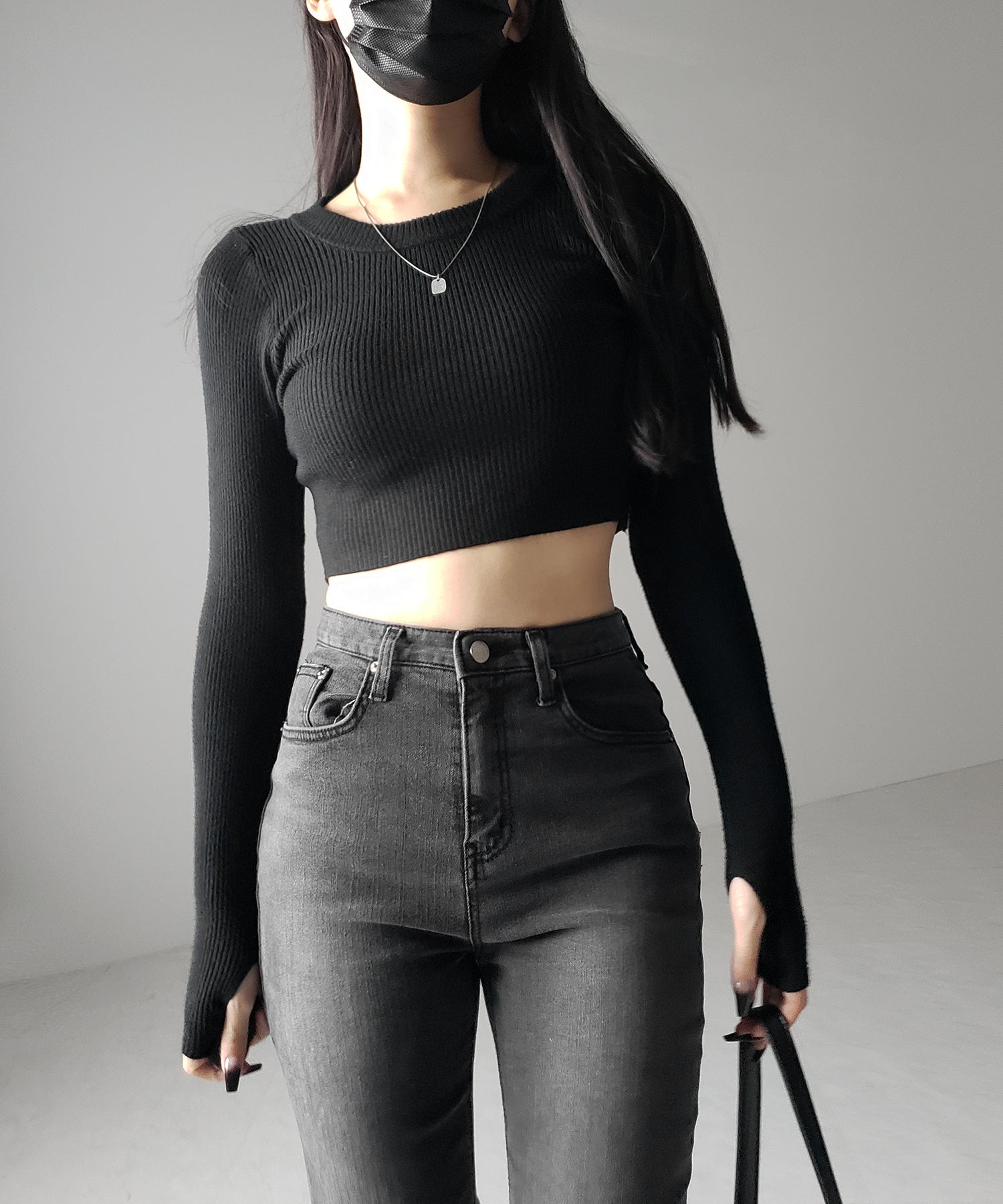 BASIC ショートリブニットトップス / BASIC SHORT LIB KNIT TOPS