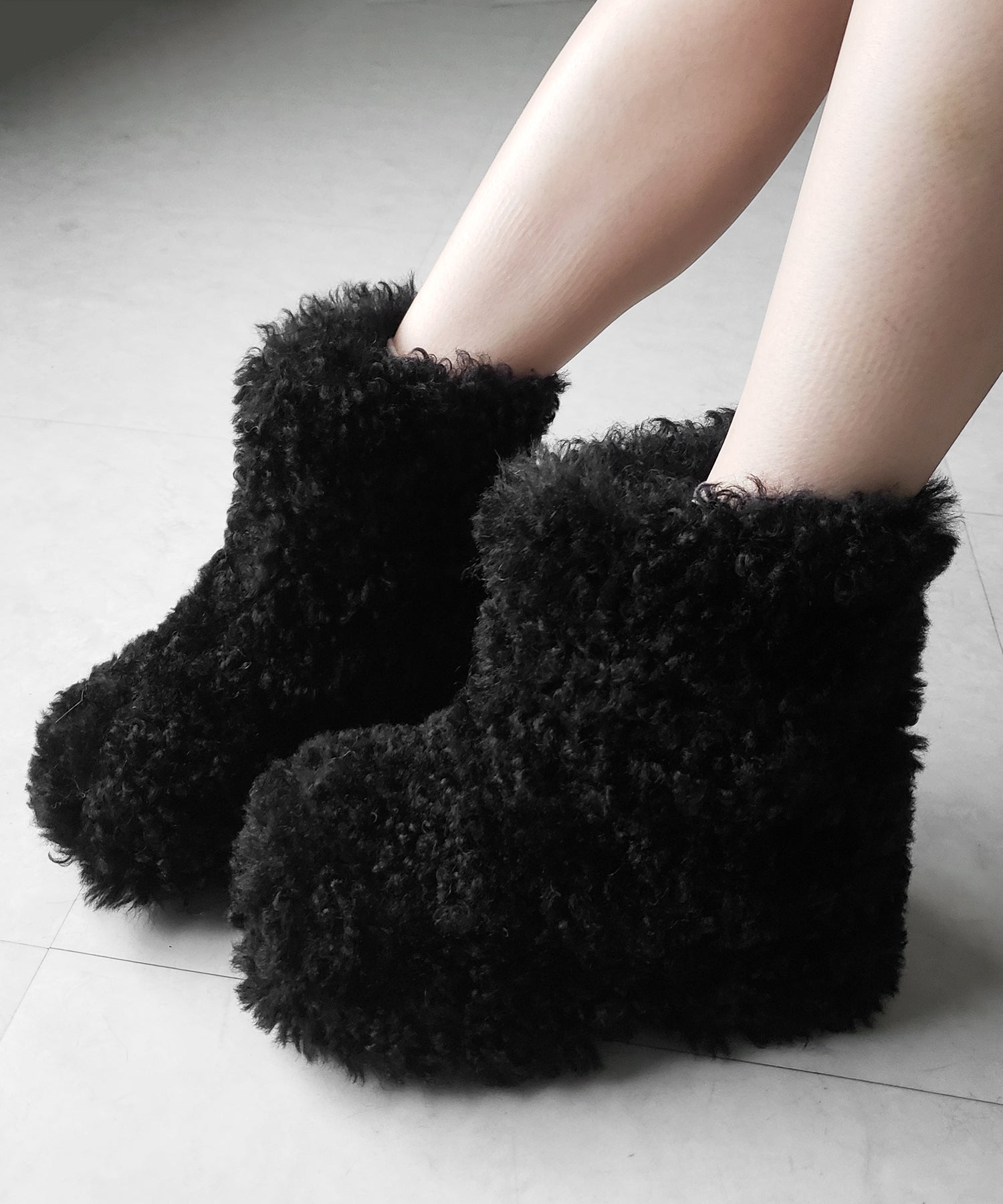 厚底テディボアショートブーツ / platform teddy boa short boots