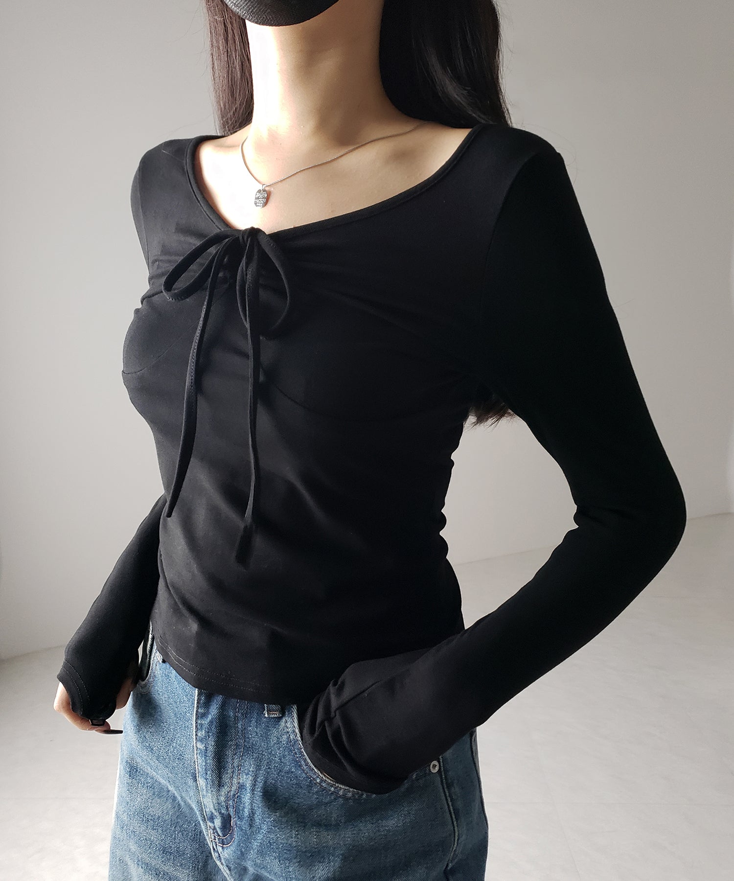 【 3WAY 】クロスストラップリボンギャザーカットソートップス / cross strap ribbon gather cutsew tops