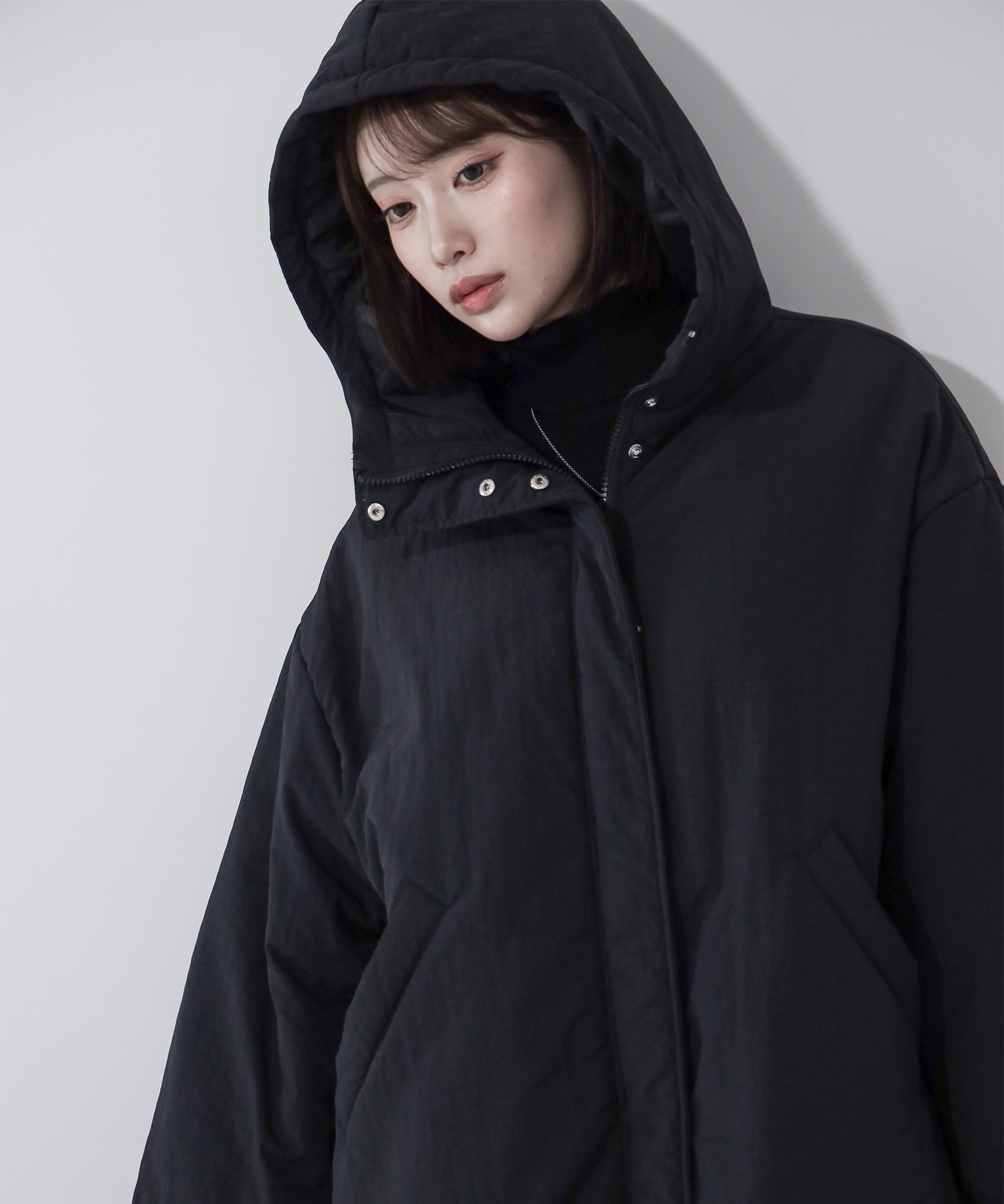 【 裾絞り可能2WAY 】フード付きパファーエコダウンモンスターコート / 2WAY Hooded puffer eco down monster coat