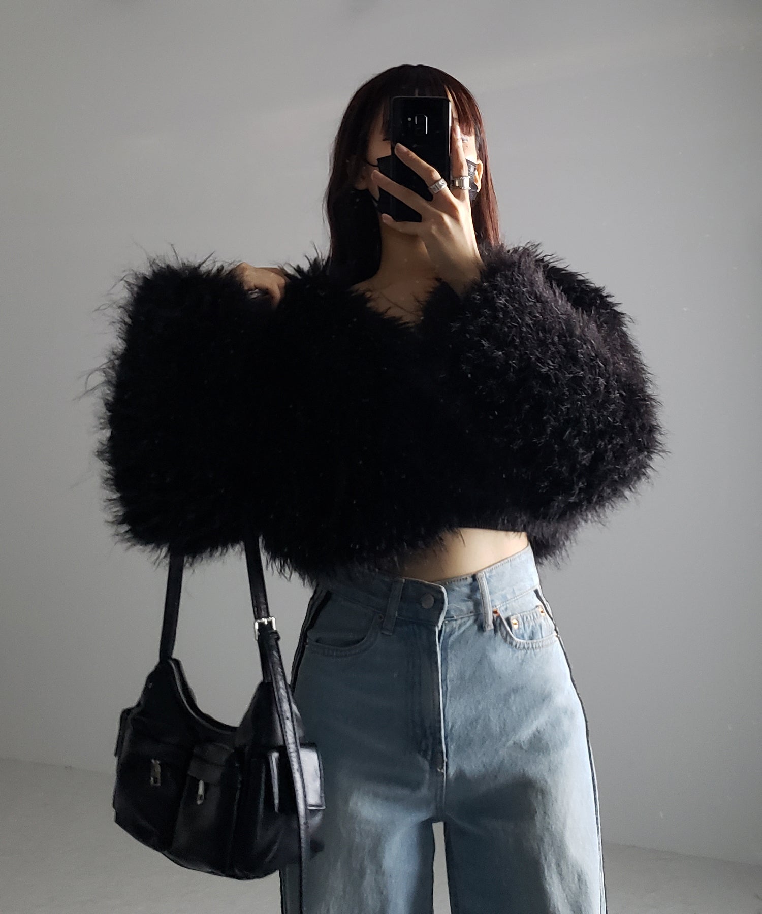 【 5color 】シャギーファーノーカラーボリュームショートコート/ shaggy fur nocollar volume short coat