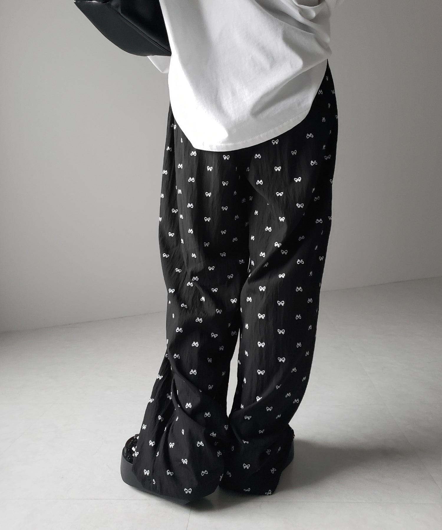 【 2color 】リボンプリントワイドイージーパンツ / ribbon print wide easy pants