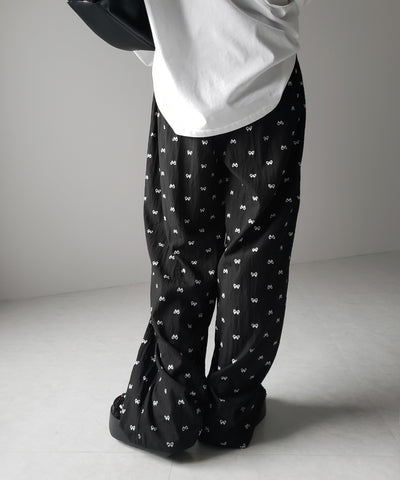 リボンプリントワイドイージーパンツ / ribbon print wide easy pants