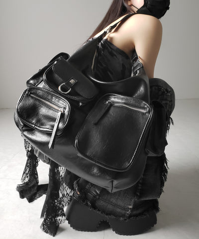 5アウトポケットマットヴィンテージワンハンドルショルダーバッグ / 5 out pocket matte vintage one handle shoulder bag