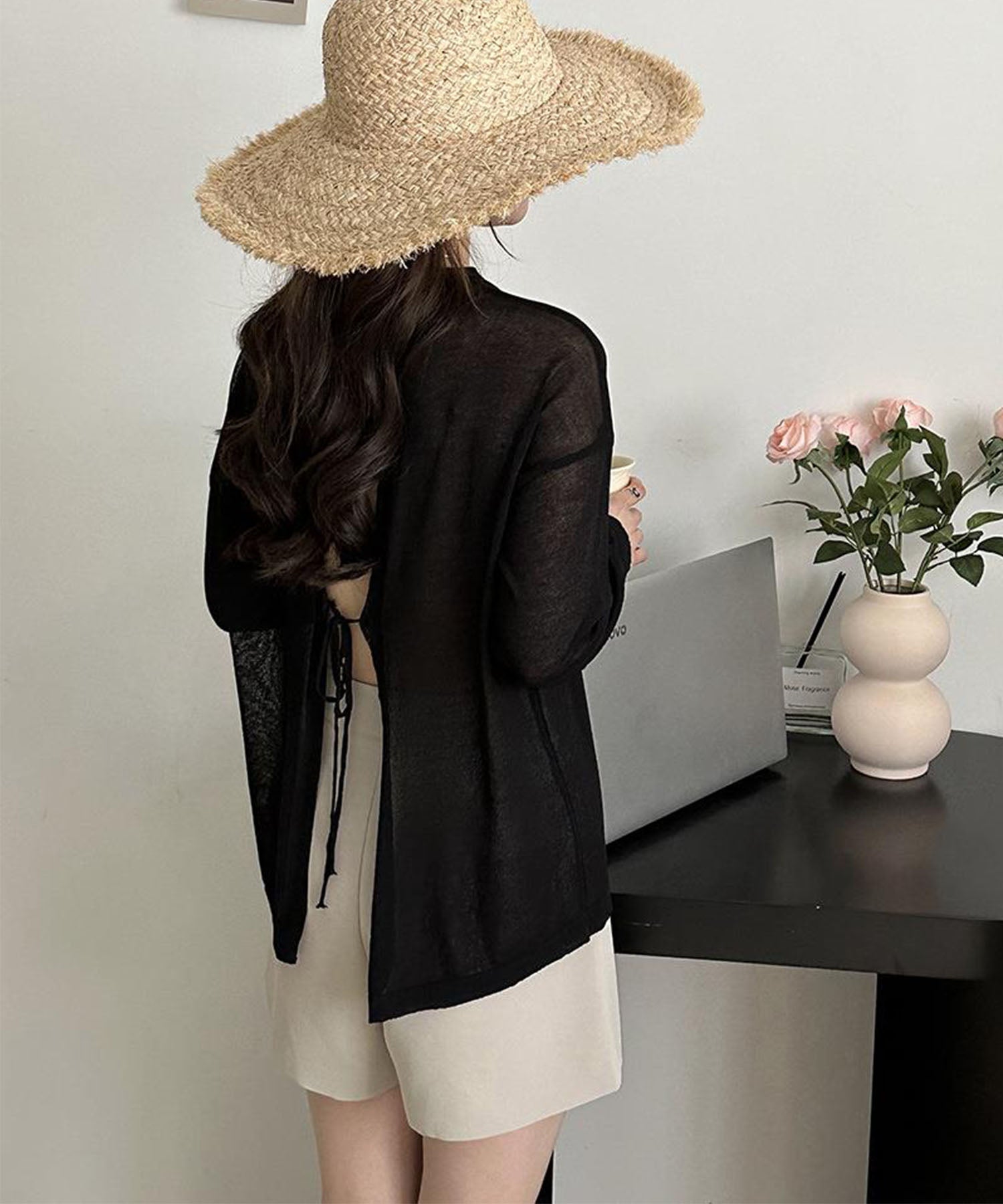 【 選べる7color 】ニュアンスカラーバックスリットオーバーシアーニット / nuance color back slit over sheer knit