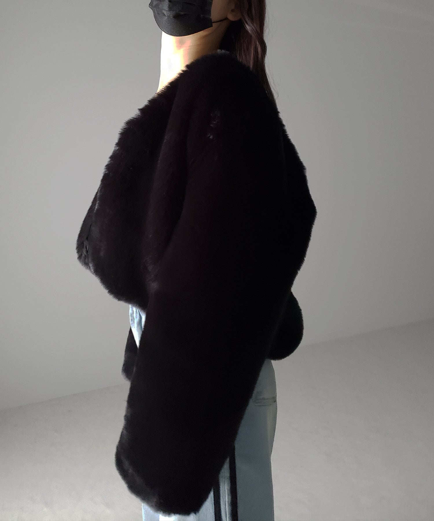 【 3COLOR 】ノーカラーショートフェイクファージャケット