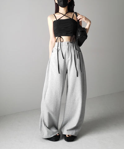 3WAYクロスストラップリボンシャーリングショートキャミソール / 3WAY cross strap ribbon shirring short camisole
