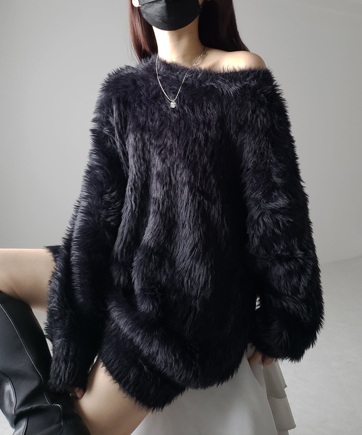 【 4color 】ビッグシルエットロングシャギールーズニット / big silhouette long shaggy loose knit