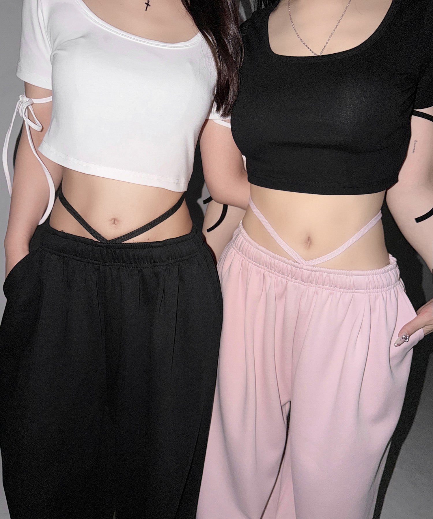 【先行販売】ウエストストリングタックワイドスウェットパンツ