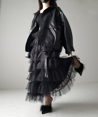 ストラップリボンバレエコアチュールスカート /strap ribbon ballet core tulle skirt