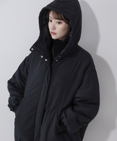 【 裾絞り可能2WAY 】フード付きパファーエコダウンモンスターコート / 2WAY Hooded puffer eco down monster coat