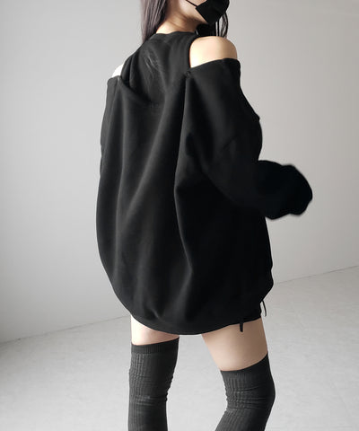 オープンショルダーカットアウトオーバースウェット / open shoulder cutout over sweat