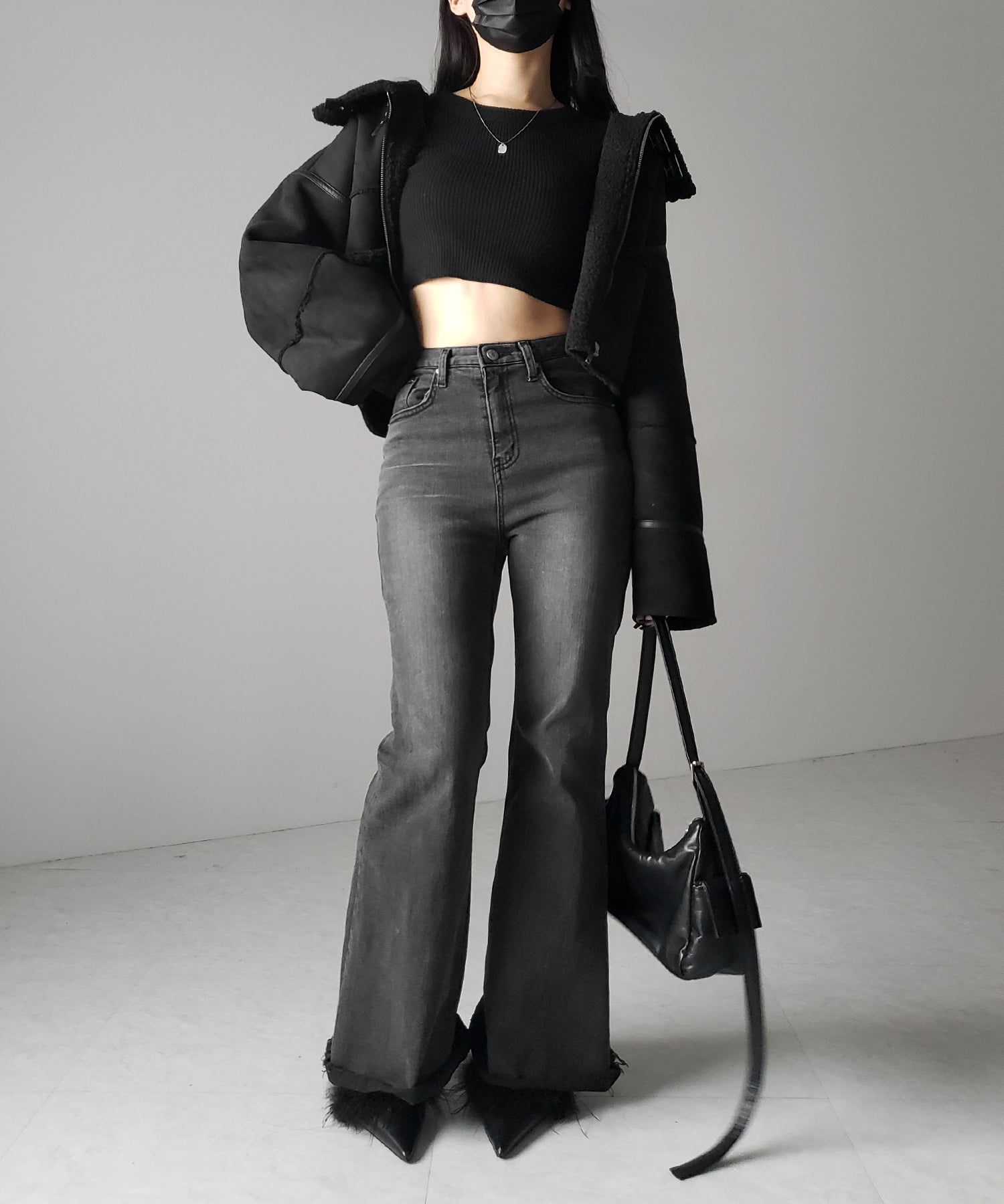 BASIC ショートリブニットトップス / BASIC SHORT LIB KNIT TOPS