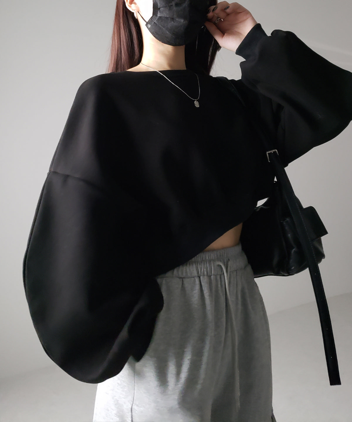 【 3color 】ボリュームスリーブショート丈スウェット
