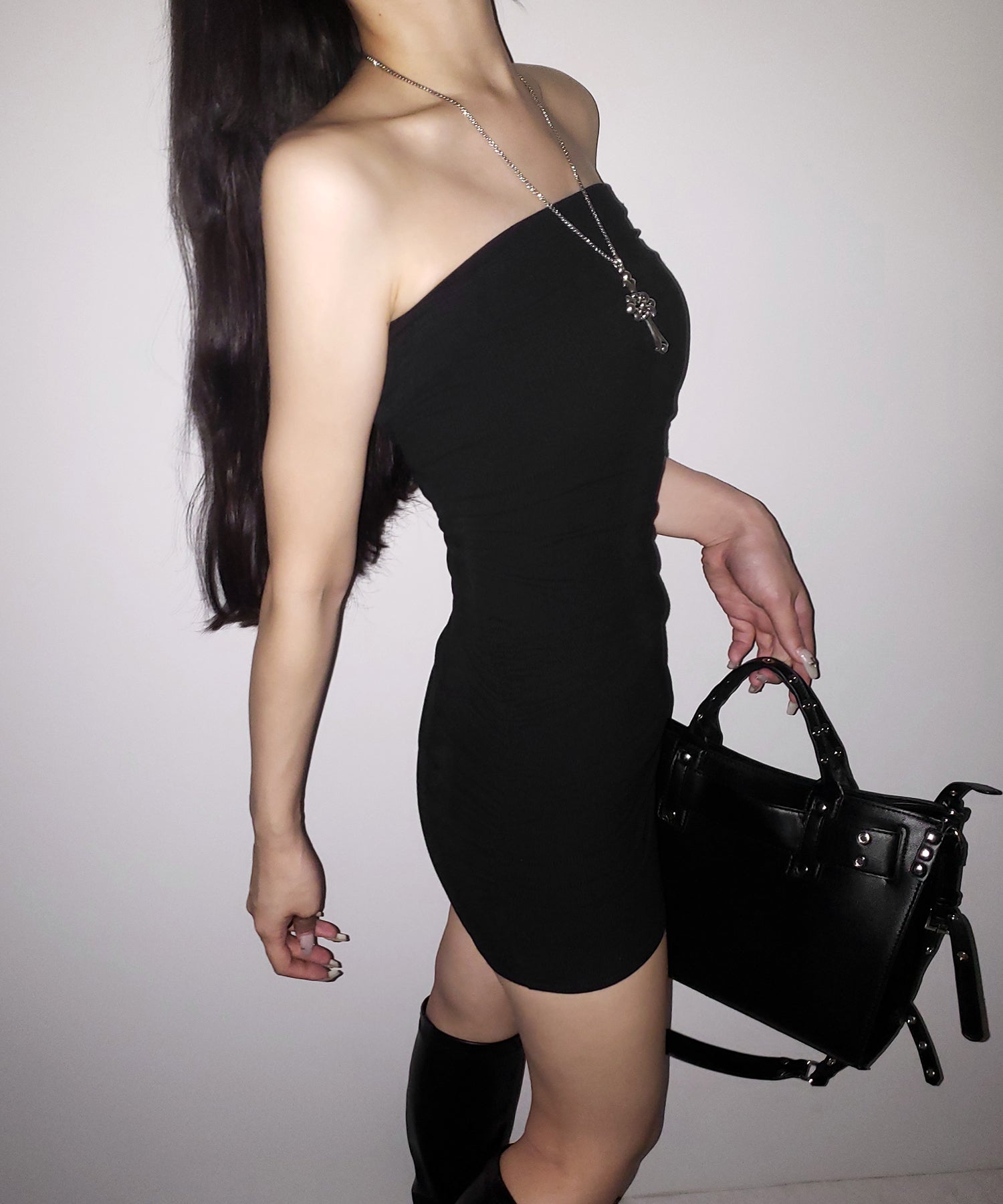 【 2color 】サイドシャーリングタイトリブミニワンピース / side shirring tight rib mini onepiece