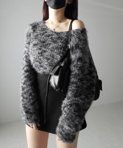 フラッフィーメランジルーズシャギーニット【韓国製】